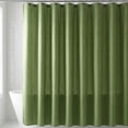 thumbnail image 1 of REGALWOVEN Solid Color Linen-Like Shower Curtain with 12 Hooks, Water Repellent Machine Washable Bathroom Curtain Sets Green 71"W x 71"L, 1 of 5