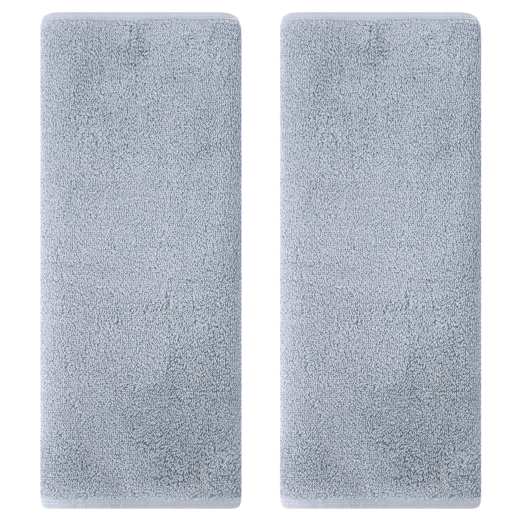REGALWOVEN Solid Cotton Hand Towels, Soft Absorbent Hand Towel Set, 13" x 30" Face Towels for Bath, Kitchen Light Grey 2-Piece