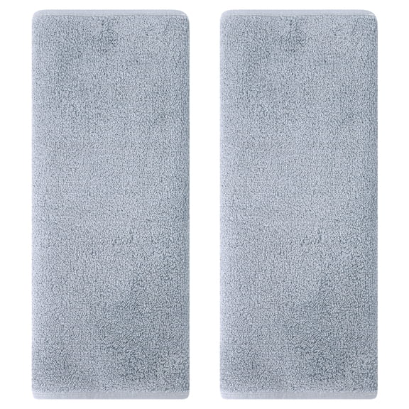 REGALWOVEN Solid Cotton Hand Towels, Soft Absorbent Hand Towel Set, 13" x 30" Face Towels for Bath, Kitchen Light Grey 2-Piece