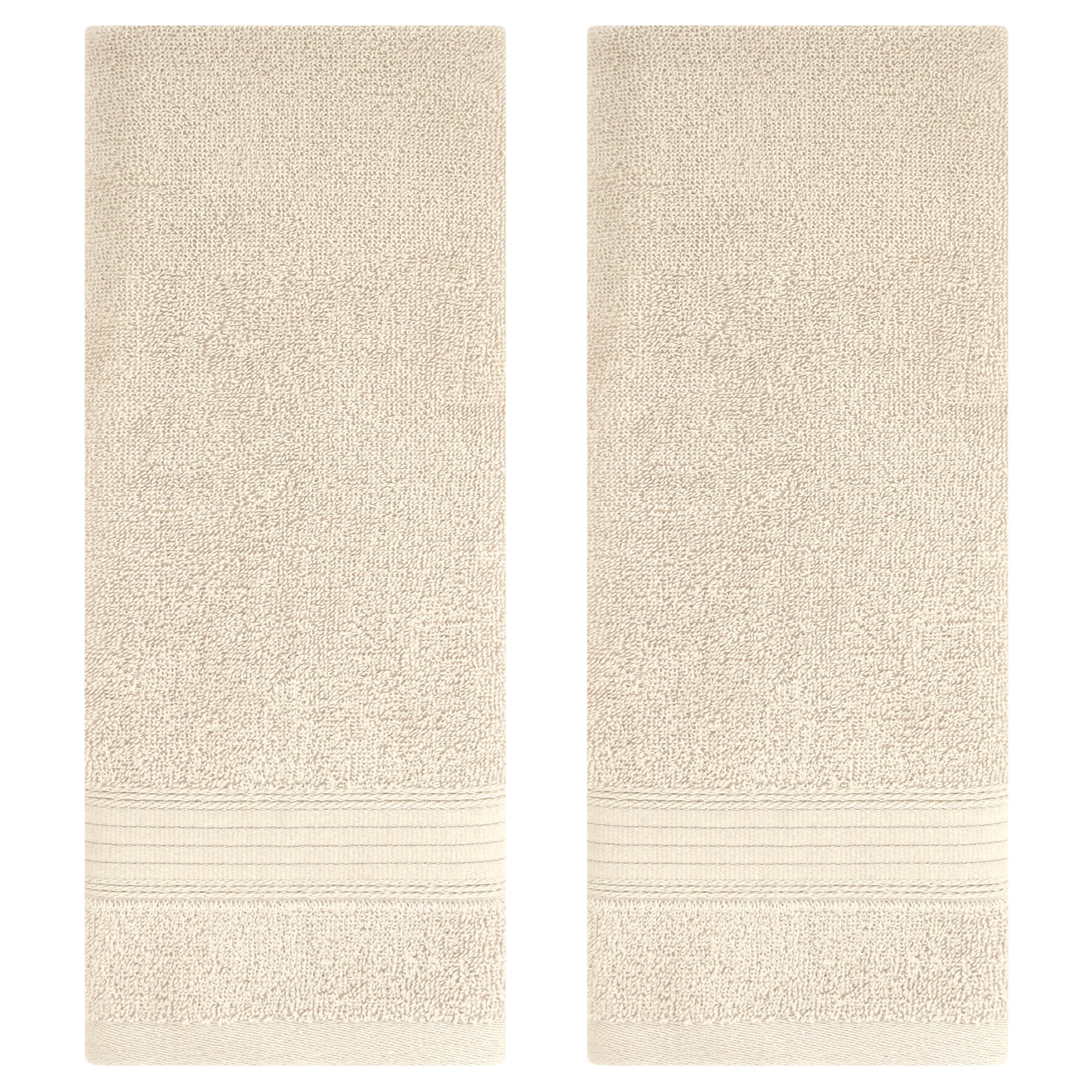 REGALWOVEN Solid Striped Hand Towel Set 13" x 29" Cotton Soft Absorbent Towels for Bath, Hotel, Spa Beige 4-Piece
