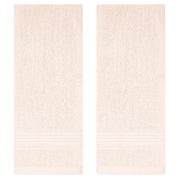 REGALWOVEN Solid Striped Hand Towel Set 13" x 29" Cotton Soft Absorbent Towels for Bath, Hotel, Spa Pink 2-Piece