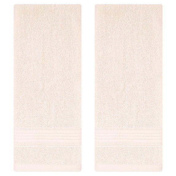 REGALWOVEN Solid Striped Hand Towel Set 13" x 29" Cotton Soft Absorbent Towels for Bath, Hotel, Spa Pink 2-Piece