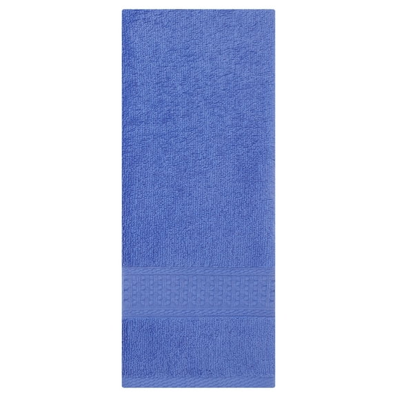 REGALWOVEN Solid Textured Pattern Hand Towels Cotton Absorbent Soft Decorative Hand Towel Set (13 x 30 Inch) Blue 1-Piece