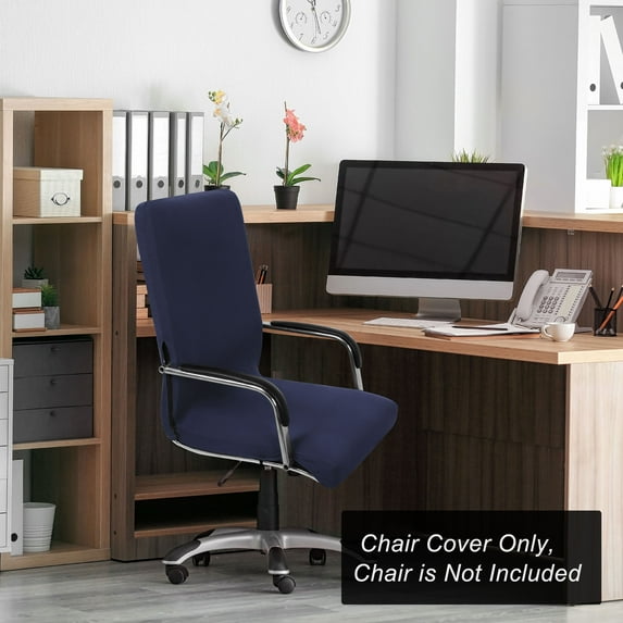 REGALWOVEN Spandex Stretchy Swivel Computer Chair Cover, Large, Navy Blue