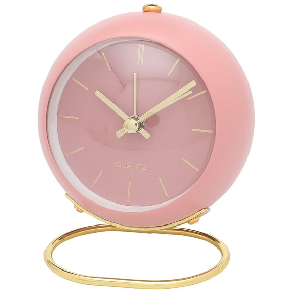 REGALWOVEN Spherical Mechanical Alarm Clock, Metal Casing, with Ring Stand, Ideal for Bedroom Nightstand Pink 4.1"L x 2.5"W x 3.5"H