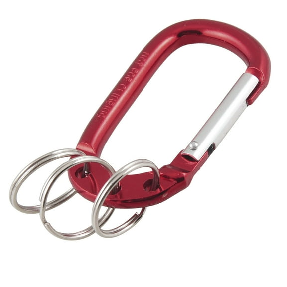 REGALWOVEN Spring Loaded Gate D Shaped Red Aluminum Alloy Carabiner Hook Split Keyring