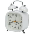 thumbnail image 1 of REGALWOVEN Square Mechanical Alarm Clock, Traditional Dual Bell Design, Loud Alarm, Meatl Casing for Heavy Sleepers White 3.3"L x 2.2"W x 4.6"H, 1 of 5
