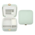 thumbnail image 1 of REGALWOVEN Square PU Leather Jewelry Box with Mirror for Women, Single Layer Jewelry Organizer with Snap Closure Green, 1 of 7