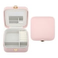 thumbnail image 1 of REGALWOVEN Square PU Leather Jewelry Box with Mirror for Women, Single Layer Jewelry Organizer with Snap Closure Pink, 1 of 7