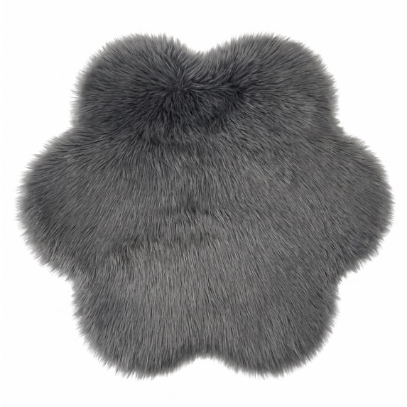 REGALWOVEN Square Soft Shaggy Area Rug, Ultra Fluffy Bedroom Rugs, Non-Slip Fuzzy Furry Carpet for Vanity, Nursery Dark Grey 24" x 24"