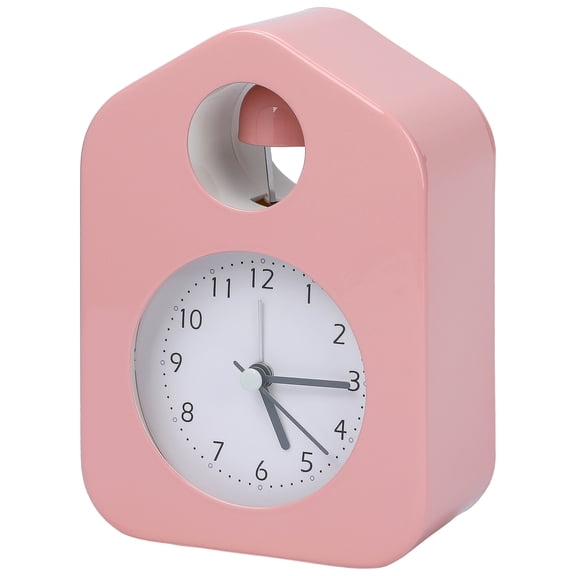 REGALWOVEN Square Wall Alarm Clock, Non-Tick Movement, Round Bell Design, Night Light for Bedroom Pink 3.9"L x 2.0"W x 5.5"H