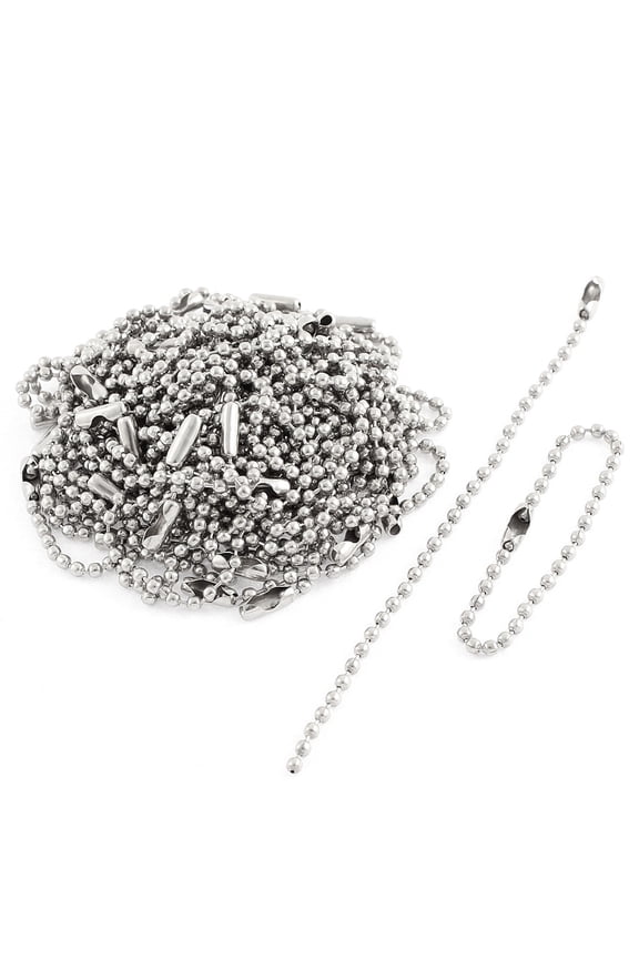 Stainless Steel Beaded Ball Chain Silver Tone 12cm 50 Pcs