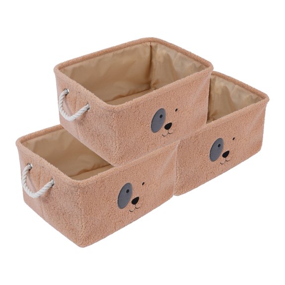 REGALWOVEN Storage Cube, Set of 3 Cotton Storage Bins for Organizing Clothes Brown 15.7*11.8*7.9in