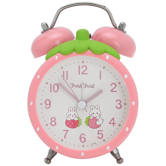 REGALWOVEN Strawberry Shape Alarm Clock, Traditional Dual Bell Design, Loud Alarm, for Bedroom Pink 3.5"L x 2.4"W x 4.7"H