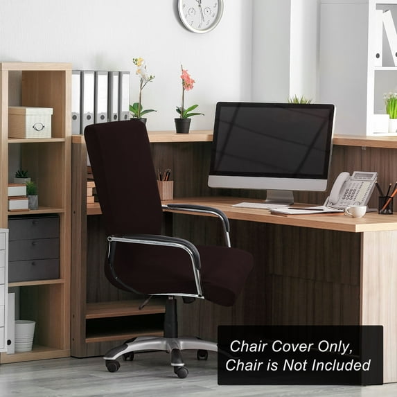 REGALWOVEN Stretch Office Chair Cover Jacquard Stripe Computer Chair Protector, Large, Coffee Color