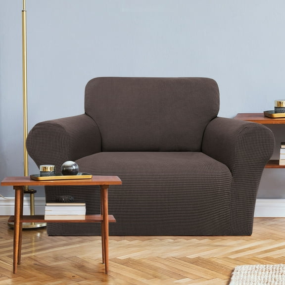 REGALWOVEN Stretch Sofa Slipcover with Elastic Bottom, 1-Piece Sofa Cover for Couch Umber Small