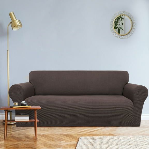 REGALWOVEN Stretch Sofa Slipcover with Elastic Bottom, 1-Piece Sofa Cover for Couch Umber X Large