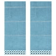 thumbnail image 1 of REGALWOVEN Striped Checked Hand Towels, Absorbent Soft Decorative Towel for Bathroom, Kitchen, Salon, Spa Blue 2-Piece, 1 of 5