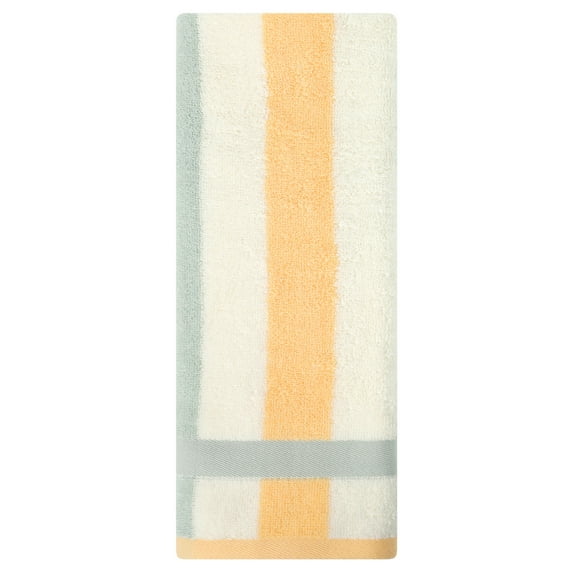 REGALWOVEN Striped Hand Towels Cotton Absorbent Soft Decorative Towel for Bathroom(13 x 29 Inch) Blue Orange 1-Piece