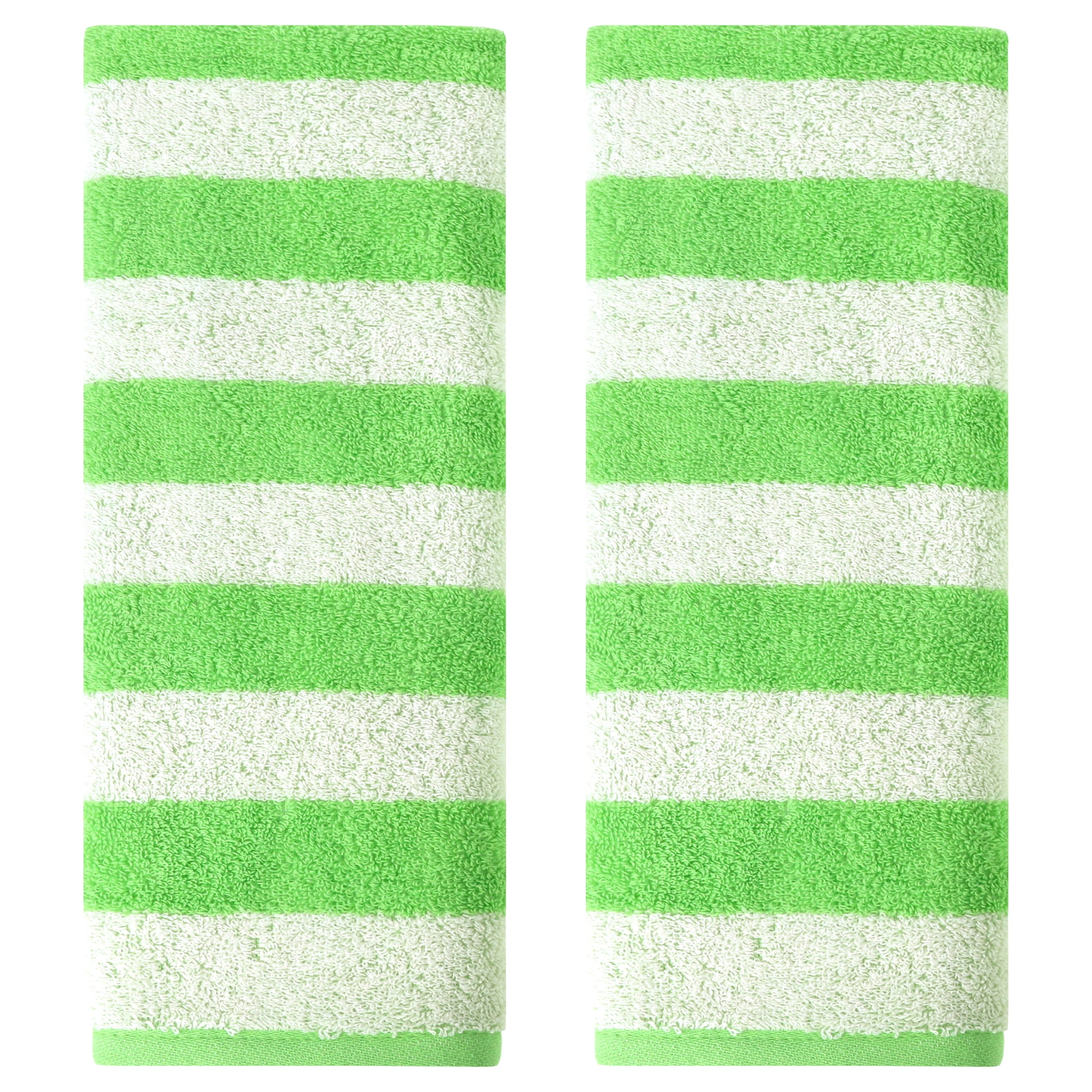 REGALWOVEN Striped Hand Towels Set, Absorbent Soft Towel for Kitchen Spa Workout, Stylish for Hand Face Bathroom Decor Green 2-Piece