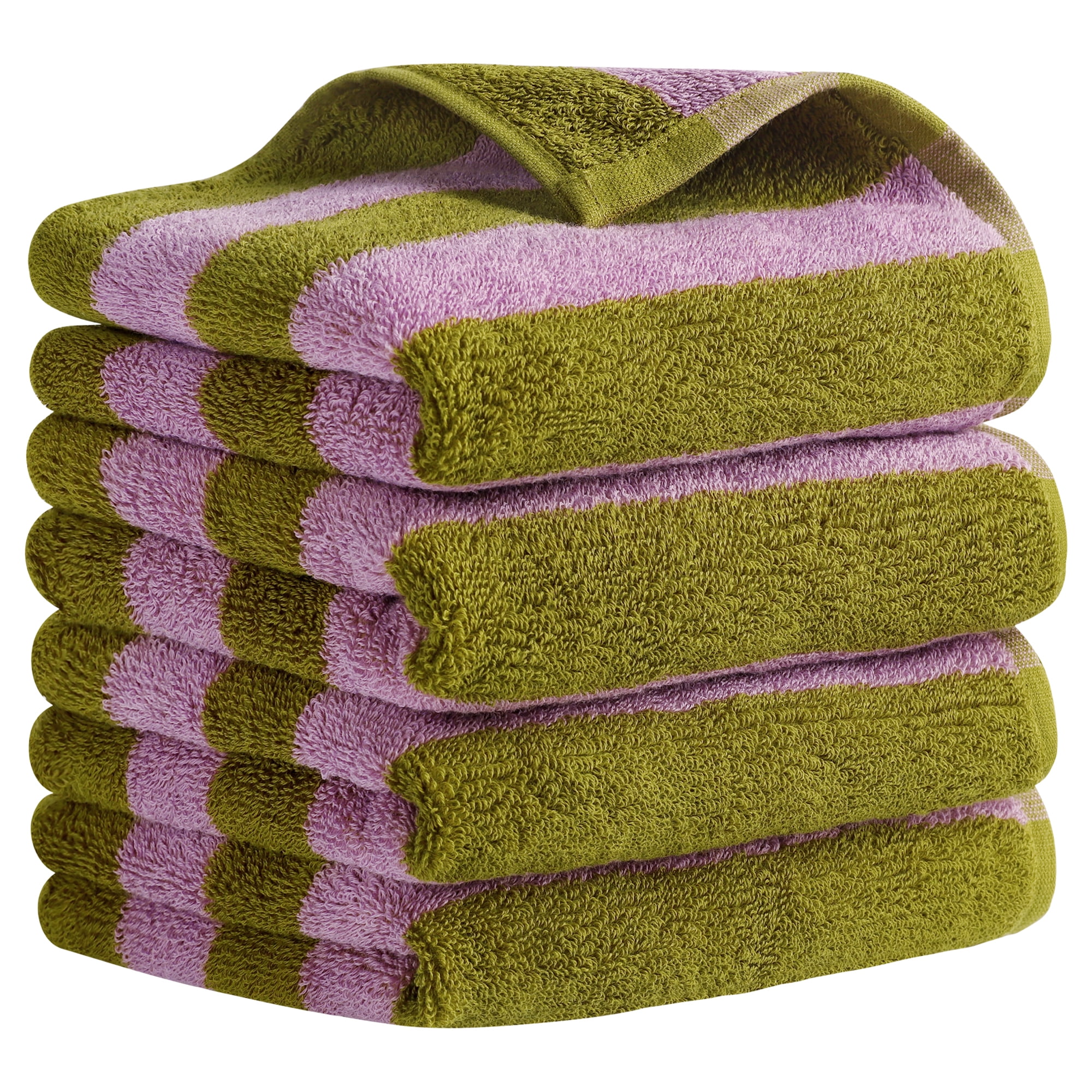 REGALWOVEN Striped Hand Towels Set, Absorbent Soft Towel for Kitchen Spa Workout, Stylish for Hand Face Bathroom Decor Pink Brown 4-Piece