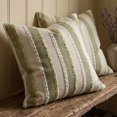 thumbnail image 1 of REGALWOVEN Textured Frayed Striped Throw Pillow Covers Set of 2 for Home Decor with Bohemian Style Sage Green 18 x 18 Inch, 1 of 6