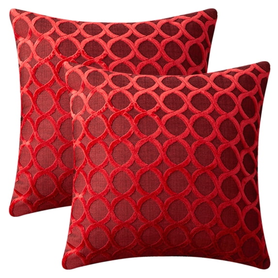 REGALWOVEN Throw Pillow Cover Geometric Cushion Cover Modern Zippered Pillowcase for Sofa Couch Bedroom Living Room Chair Red 18" x 18"