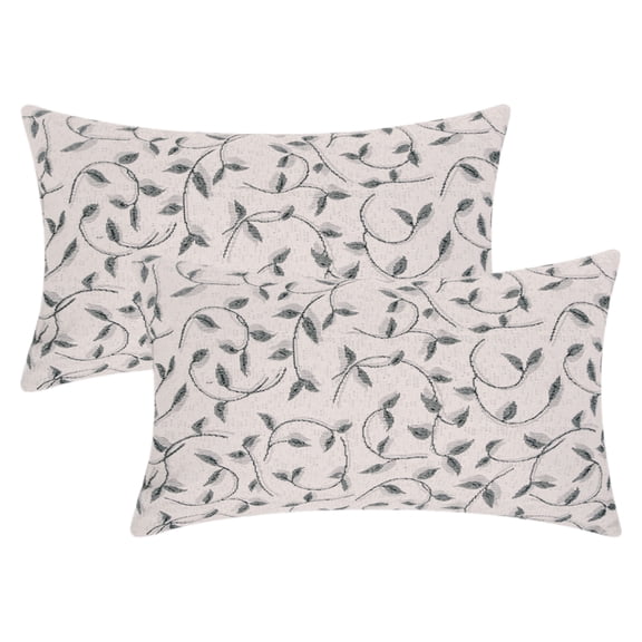 REGALWOVEN Throw Pillow Covers Set of 2, Wild Flower Plant Pillows Case Floral Outdoor Decorative Farmhouse Decor Cushion Cover for Home Grey 12" x 20"