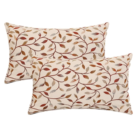 REGALWOVEN Throw Pillow Covers Set of 2, Wild Flower Plant Pillows Case Floral Outdoor Decorative Farmhouse Decor Cushion Cover for Home Red 12" x 20"