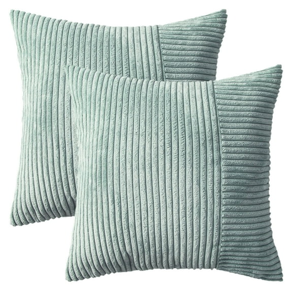 REGALWOVEN Throw Pillow Covers Set of 2 Modern Strip Decorative Couch Bed for Living Room Blue 18" x 18"