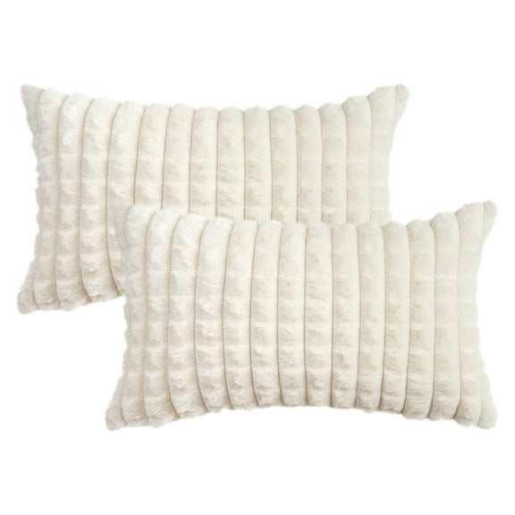REGALWOVEN Throw Pillow Covers Set of 2, Soft Plush Solid Couch Pillow Cases for Sofa Bed Living Room Home Decor White 12" x 20"
