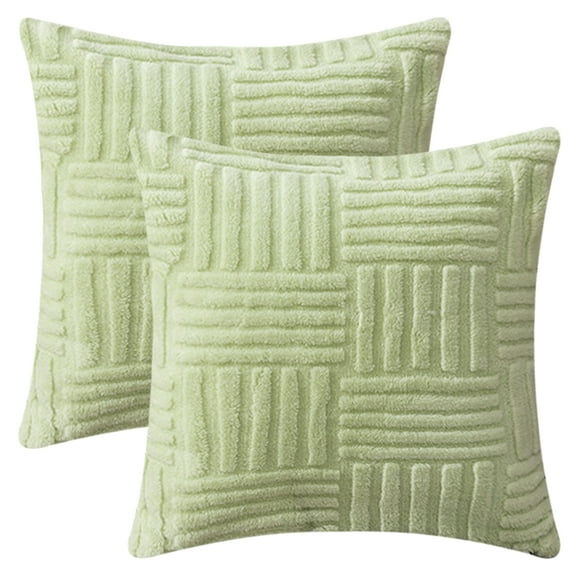 REGALWOVEN Throw Pillow Covers Set of 2 Striped Soft Decorative Couch Pillow Cases Farmhouse Home Decor for Bed Sofa Living Room Green 18" x 18"