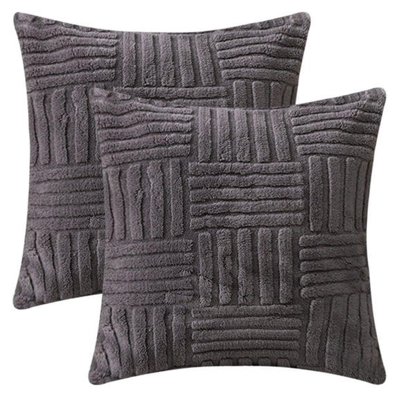 REGALWOVEN Throw Pillow Covers Set of 2 Striped Soft Decorative Couch Pillow Cases Farmhouse Home Decor for Bed Sofa Living Room Grey 18" x 18"