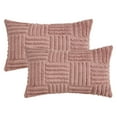 thumbnail image 1 of REGALWOVEN Throw Pillow Covers Set of 2 Striped Soft Decorative Couch Pillow Cases Farmhouse Home Decor for Bed Sofa Living Room Pink 12" x 20", 1 of 6