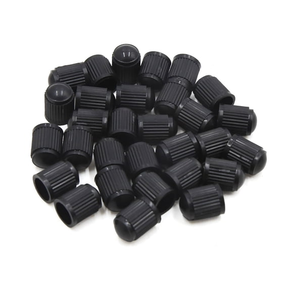 Unique Bargains 30Pcs Black Plastic Tire Air Valve Stem Caps Tyre Wheel Rims Dust Cover for Car