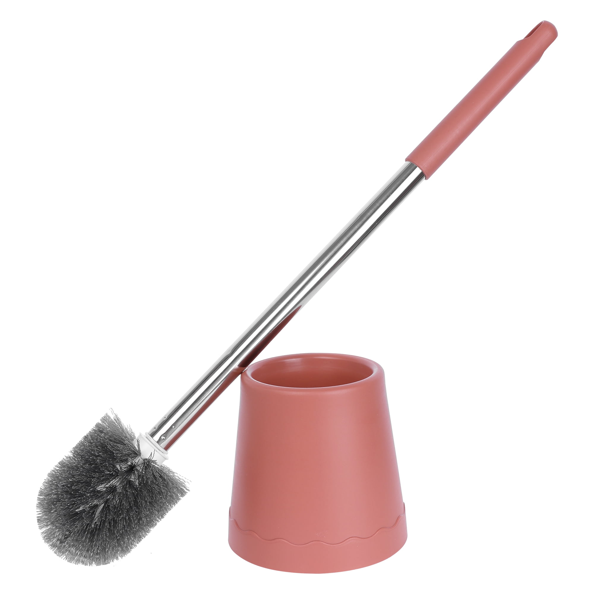 REGALWOVEN Toilet Brush Round Head Stainless Steel Durable Grip Handle Compact Size Toilet Bowl Brush Holder Bathroom Essentials Orange 1 Pack