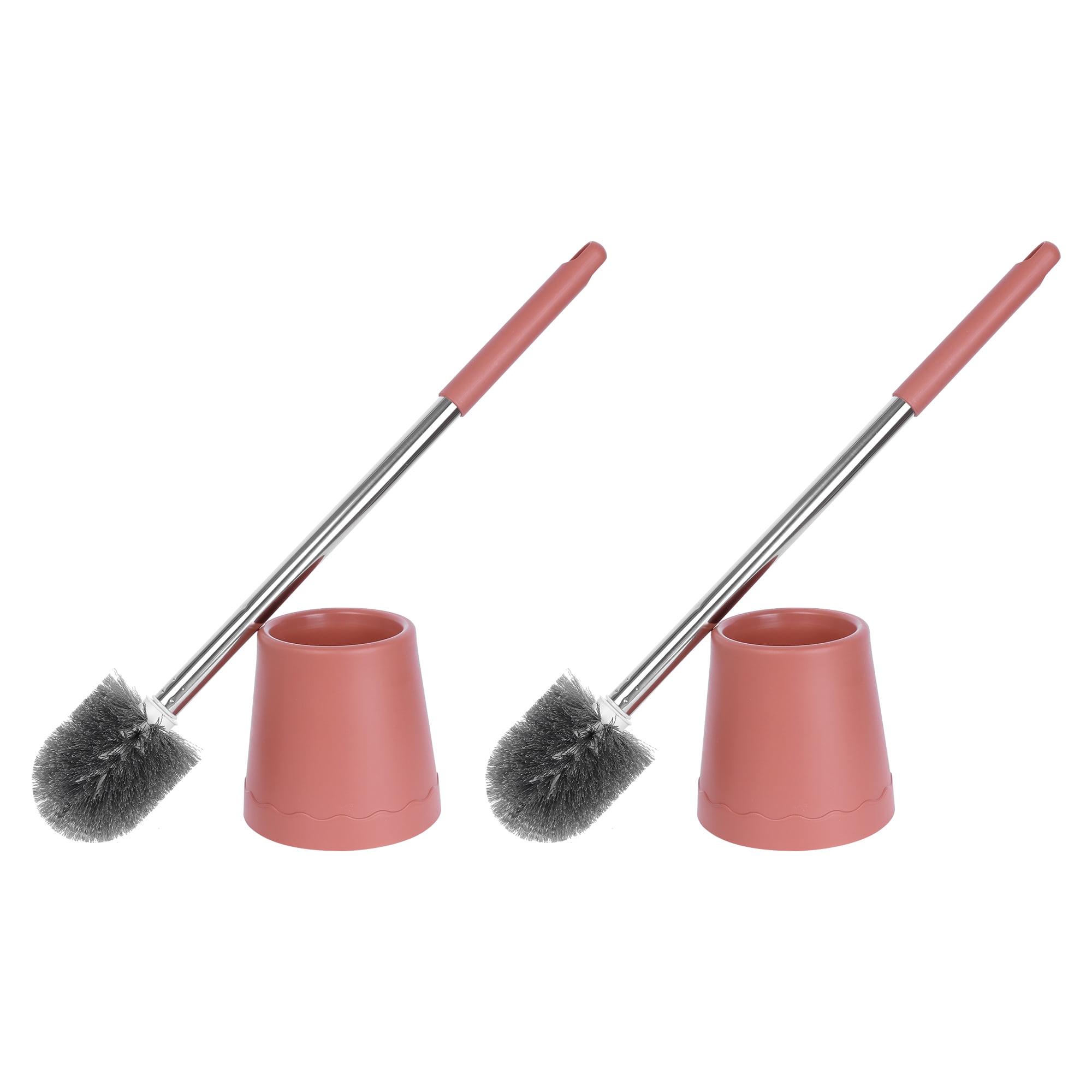 REGALWOVEN Toilet Brush Round Head Stainless Steel Durable Grip Handle Compact Size Toilet Bowl Brush Holder Bathroom Essentials Orange 2pk