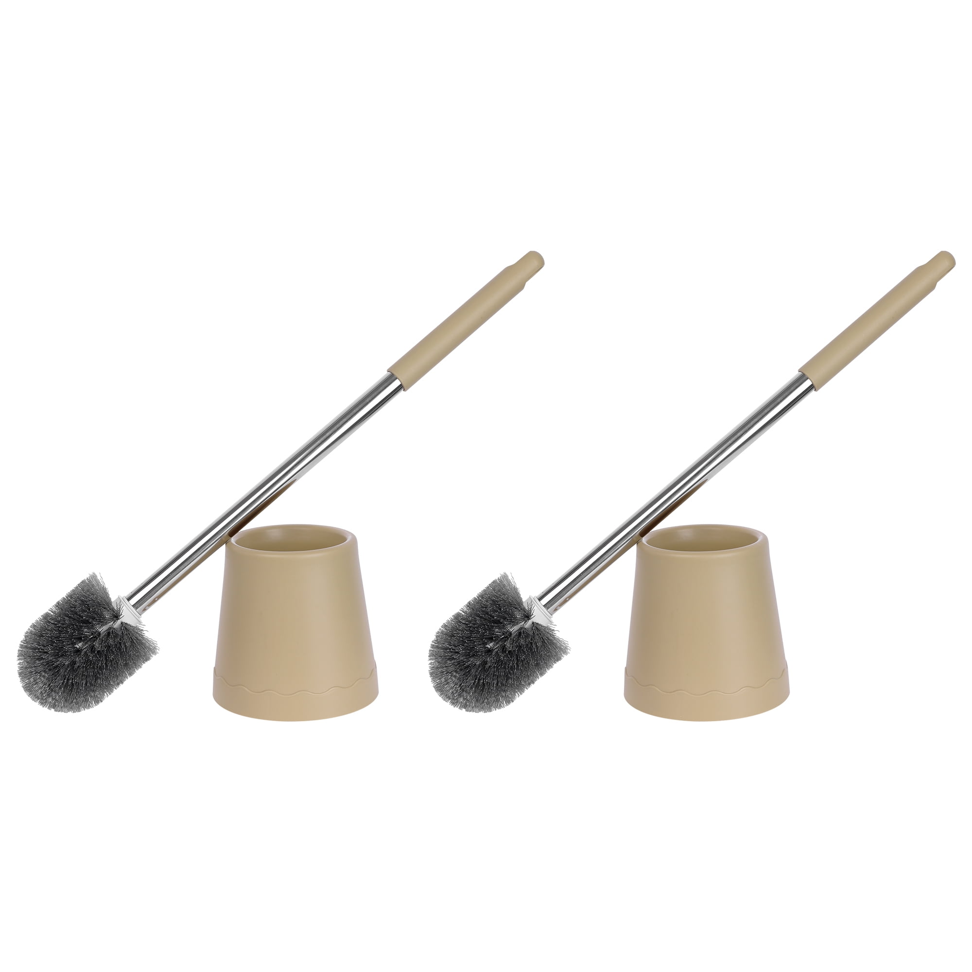 REGALWOVEN Toilet Brush Round Head Stainless Steel Durable Grip Handle Compact Size Toilet Bowl Brush Holder Bathroom Essentials Yellow 2pk