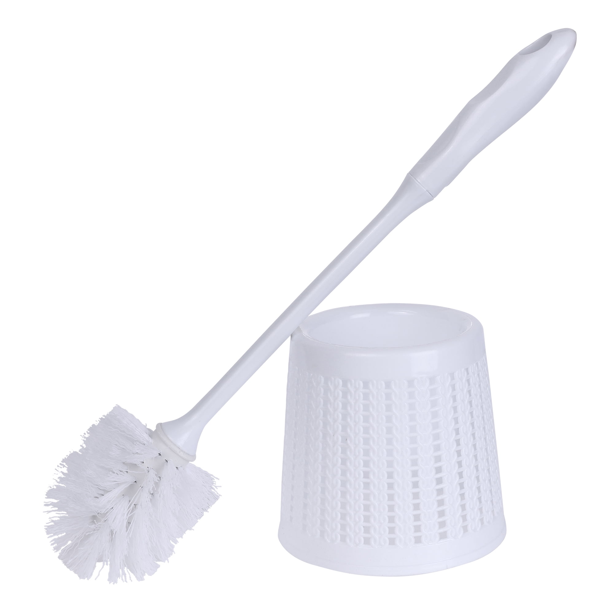 REGALWOVEN Toilet Brush Wall Mount Long Handle Flexible Brush Head Brush Holder Set Bathroom Accessories Ventilation Slots Base White 1 Pack