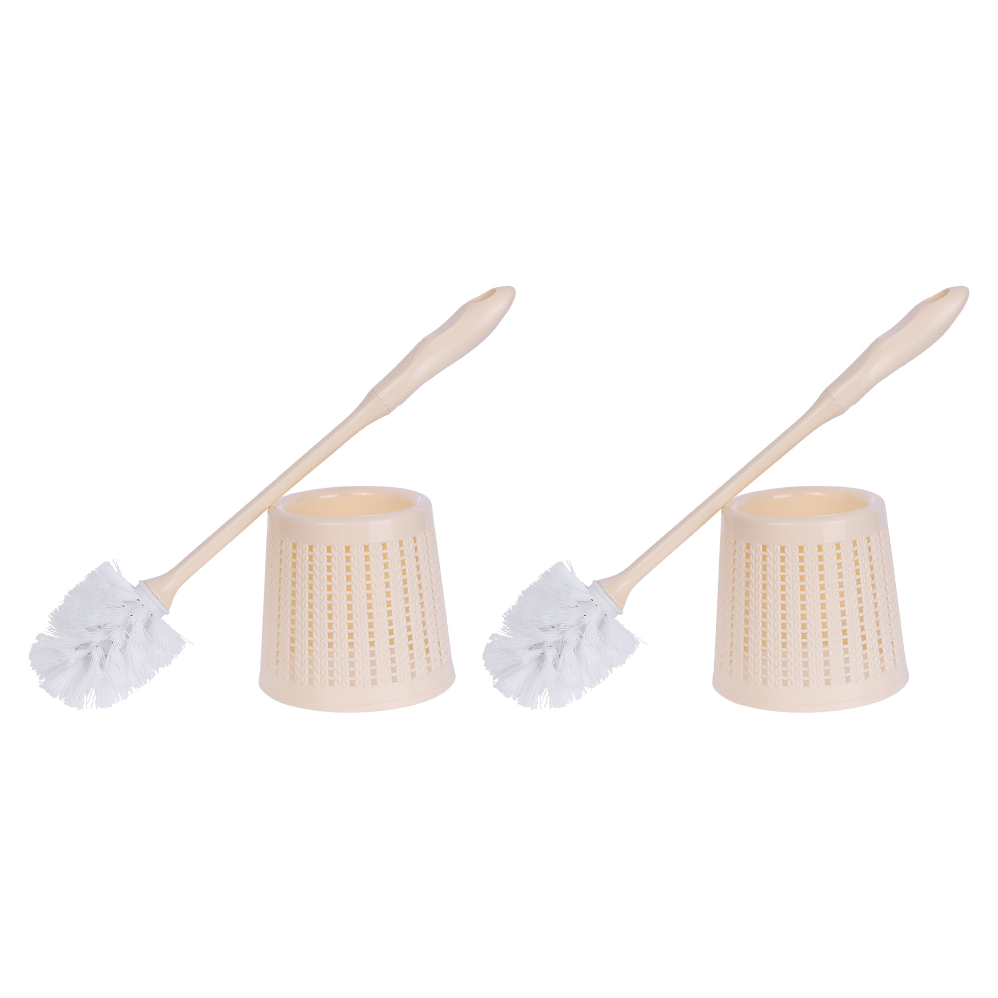REGALWOVEN Toilet Brush Wall Mount Long Handle Flexible Brush Head Brush Holder Set Bathroom Accessories Ventilation Slots Base Yellow 2pk