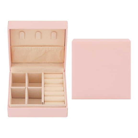 REGALWOVEN Travel Jewelry Box for Women Birthday Gifts, Small Portable PU Leather Jewelry Organizer Case Storage Display Holder Pink 3.5*3.5*1.5in