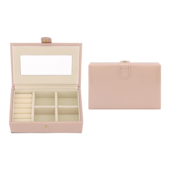 REGALWOVEN Travel Jewelry Box for Women, Portable Jewelry Organizer Case Storage Display Holder with Mirror for Earring Ring Apricot