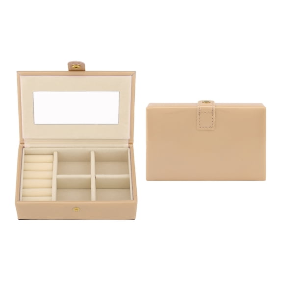 REGALWOVEN Travel Jewelry Box for Women, Portable Jewelry Organizer Case Storage Display Holder with Mirror for Earring Ring Gold