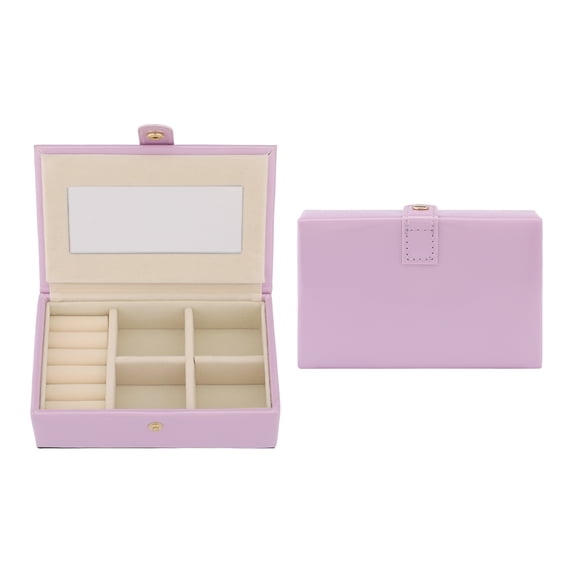 REGALWOVEN Travel Jewelry Box for Women, Portable Jewelry Organizer Case Storage Display Holder with Mirror for Earring Ring Purple