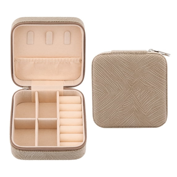 REGALWOVEN Travel Jewelry Box for Women and Girls Birthday Gifts, Small Portable Velvet Jewelry Storage Camel