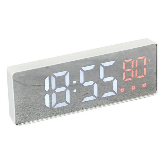 REGALWOVEN Triple Alarm Clock for Bedroom, Big Numbers Display, Dimmable, Temperature, 12/24H for Deep Sleepers 6.3 x 2.4 x 1 inch White Red