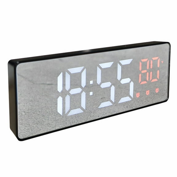 REGALWOVEN Triple Alarm Clock for Desk, Big Numbers Display, Dimmable, Temperature, 12/24H for Deep Sleepers 6.3 x 2.4 x 1 inch Red