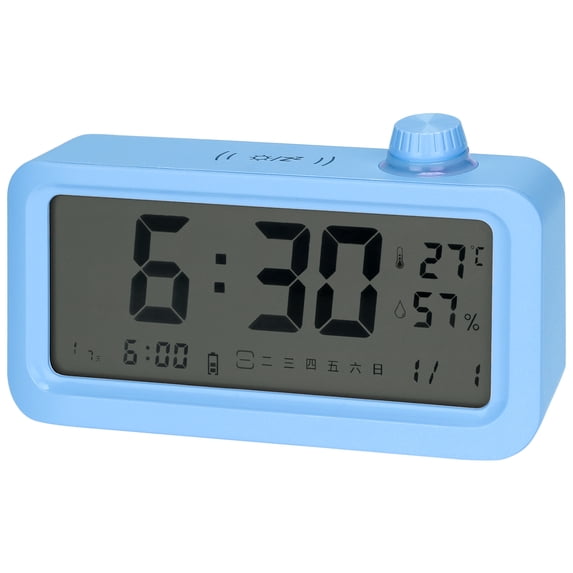 REGALWOVEN Triple Digital Alarm Clock with Big Numbers Display, Temperature, Snooze for Deep Sleepers Teens Blue