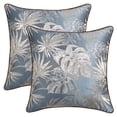 thumbnail image 1 of REGALWOVEN Tropical Leaf Jacquard Pillow Cover Set of 2 Velvet Soft Cushion Case with Hidden Zipper for Couch Sofa Bed Blue 18" x 18", 1 of 7