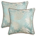 thumbnail image 1 of REGALWOVEN Tropical Leaf Jacquard Pillow Cover Set of 2 Velvet Soft Cushion Case with Hidden Zipper for Couch Sofa Bed Green 18" x 18", 1 of 7